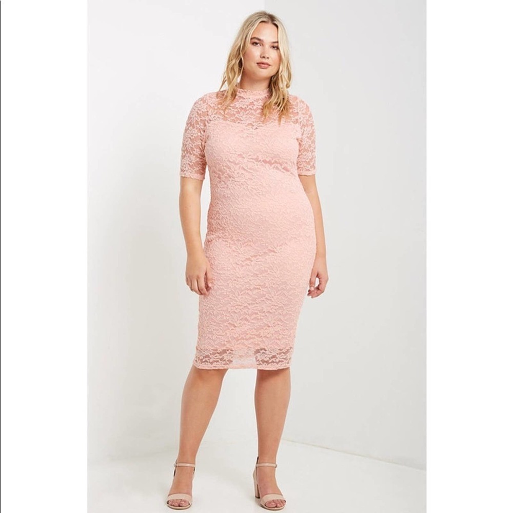 Curvy Blush Lace Midi Dress